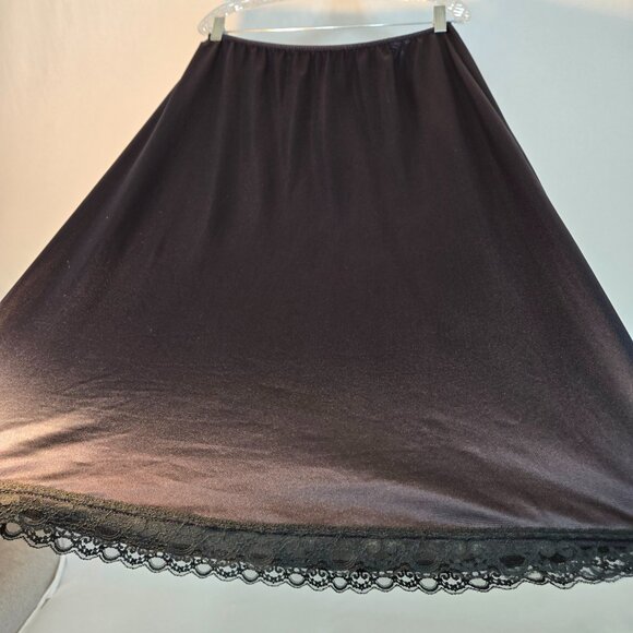USA Vintage DEENA Fairy Girly BOHO Semi-Sheer Black Silky Half Slip Skirt Size L - Picture 9 of 16